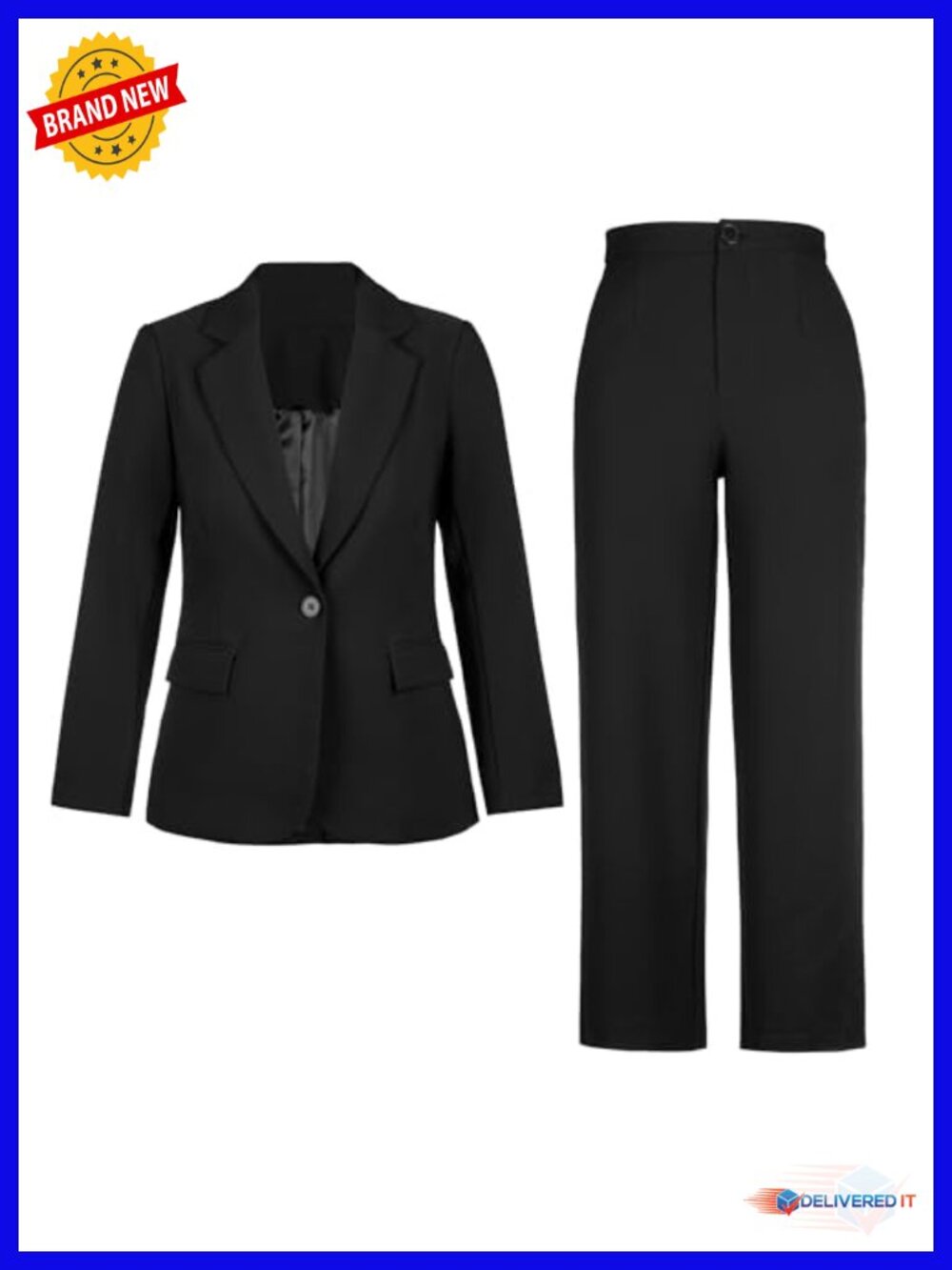2 Piece Pant Suit Blazer & Straight Leg Pants Set Business Casual